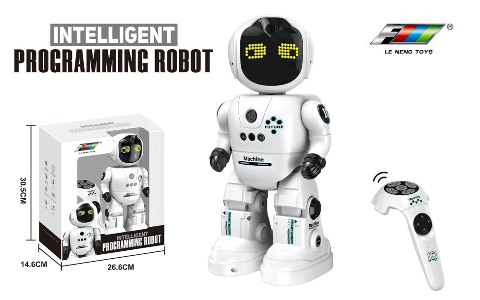 روبوت أبيض Intelligent Programming Robot مع جهاز التحكم والعبوة