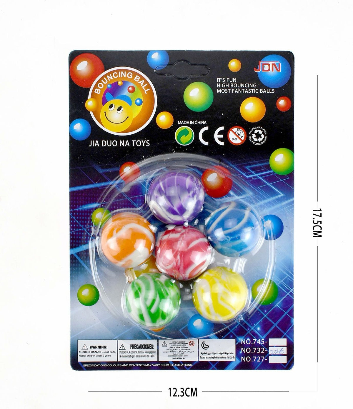 JDN Bouncing Balls Marble Swirl, 6 on a Card