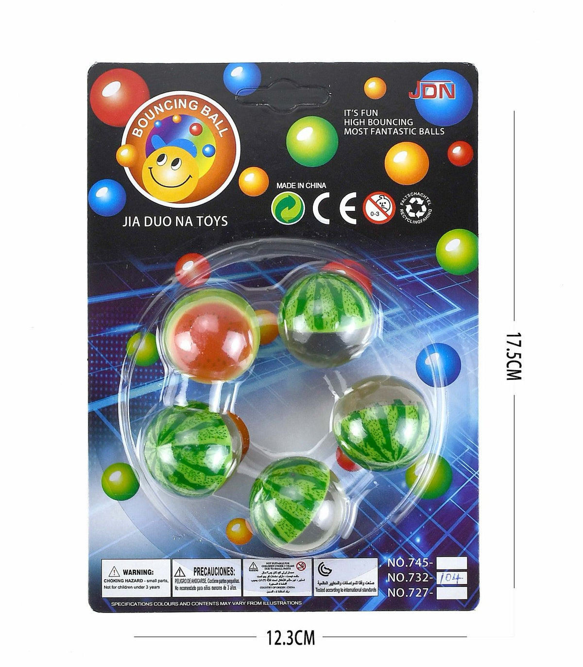 JDN Bouncing Balls Watermelon Print, 5 on a Card
